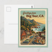 Big Sur CA Groeten Retro Kustweg Briefkaart (Voorkant / Achterkant)