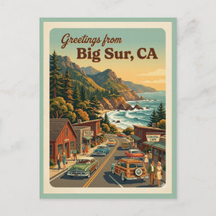 Big Sur CA Groeten Retro Kustweg Briefkaart
