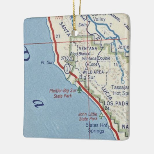 Big Sur CA kaart Keramisch Ornament (Links)