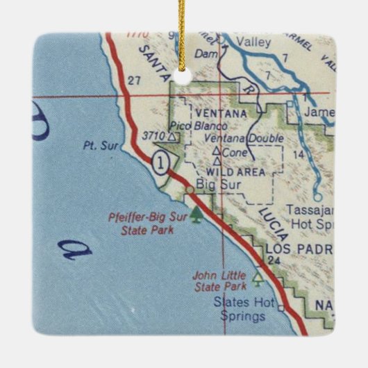 Big Sur CA  kaart Keramisch Ornament (Achterkant)