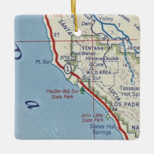 Big Sur CA kaart Keramisch Ornament (Voorkant)