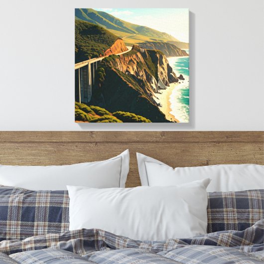 Big Sur California Central Coast Canvas Afdruk (Insitu (Slaapkamer))