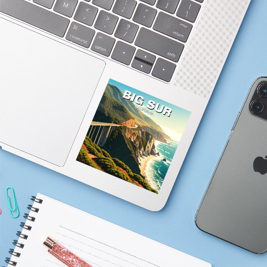 Big Sur California Central Coast Sticker (Laptop met iPhone)