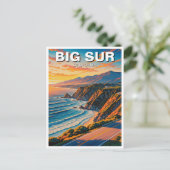 Big Sur California Central Coast Travel zonsonderg Briefkaart (Staand voorkant)