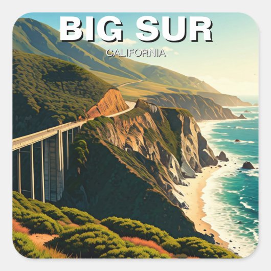 Big Sur California Central Coast Vierkante Sticker (Voorkant)