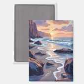Big Sur, California Coast Painting Magneet (Voorkant / Achterkant)