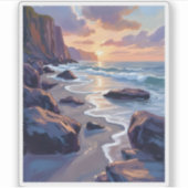 Big Sur, California Coastal Art Painting Sticker (Voorkant)