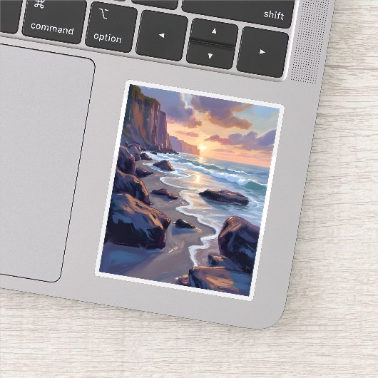 Big Sur, California Coastal Art Painting Sticker (Detail)