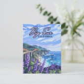 Big Sur California Coastline Retro Westkust Kaart (Staand voorkant)