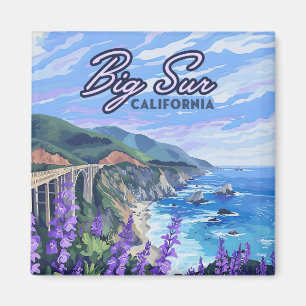 Big Sur California Coastline Retro Westkust Kaart Magneet