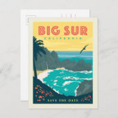 Big Sur California | Datum opslaan Uitnodiging Briefkaart (Voorkant / Achterkant)