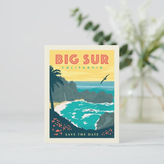 Big Sur California | Datum opslaan Uitnodiging Briefkaart (Staand voorkant)