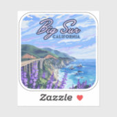 Big Sur California Kustlijn Retro Westkust Sticker (Vel)