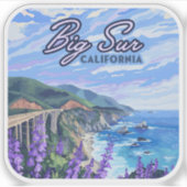 Big Sur California Kustlijn Retro Westkust Sticker (Voorkant)