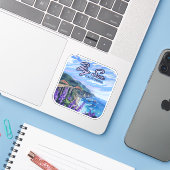 Big Sur California Kustlijn Retro Westkust Sticker (Laptop met iPhone)