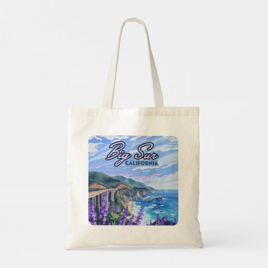 Big Sur California Kustlijn Retro Westkust Tote Bag (Achterkant)