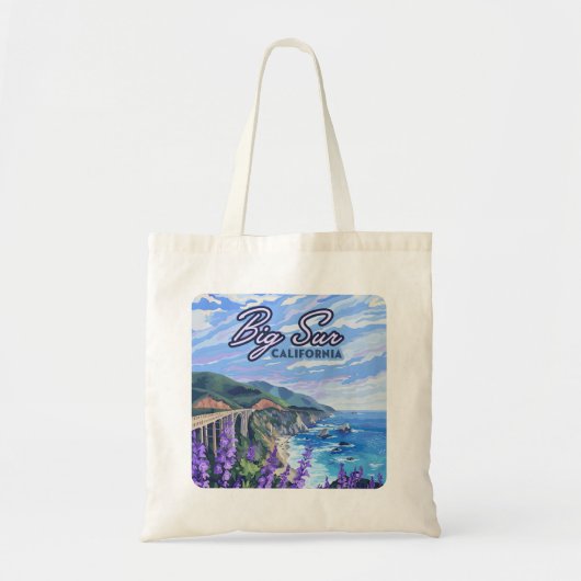 Big Sur California Kustlijn Retro Westkust Tote Bag (Voorkant)