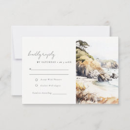 Big Sur, California Landscape Watercolor Wedding RSVP Kaartje