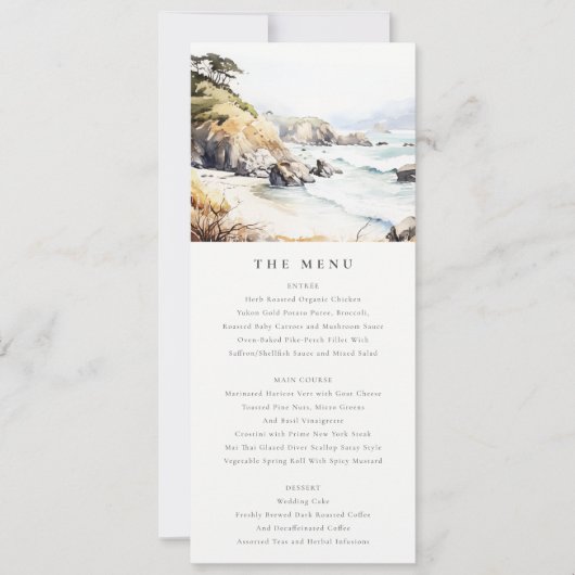 Big Sur, California Landscape Wedding Menu Card Kaart (Voorkant)