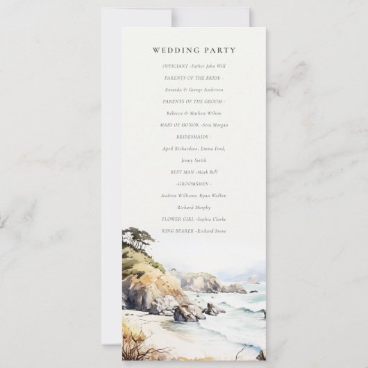 Big Sur, California Landscape Wedding Program Kaart (Achterkant)