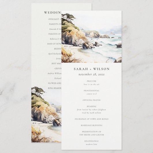Big Sur, California Landscape Wedding Program Kaart (Voorkant / Achterkant)