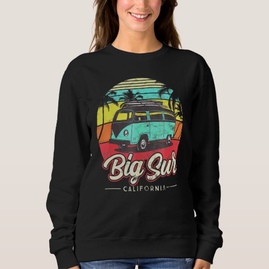 Big Sur California Retro Beach Palm Tree S Trui (Voorkant)