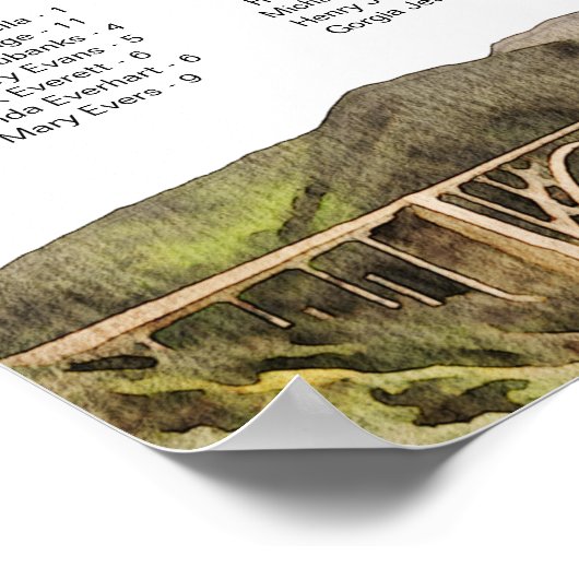 BIG SUR CALIFORNIA Skyline Wedding Seding Chart Poster (Hoek)