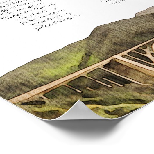 BIG SUR CALIFORNIA Skyline Wedding Seding Chart Poster (Hoek)