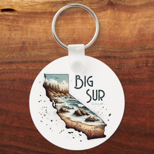 Big Sur California Souvenir Gift Sleutelhanger (Achterkant)
