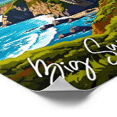 Big Sur California vintage reisillustratie Poster (Hoek)