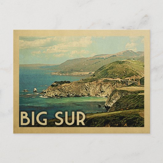 Big Sur California Vintage Travel Briefkaart (Voorkant)