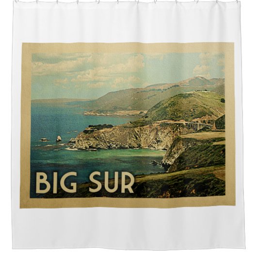 Big Sur California Vintage Travel Douchegordijn (Voorkant)