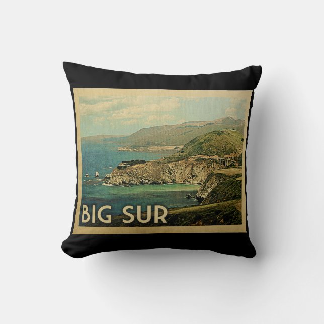 Big Sur California Vintage Travel Kussen (Voorkant)