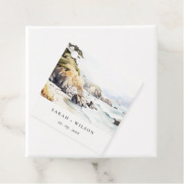 Big Sur, California Watercolor Landscape Wedding Bedankjes Labels