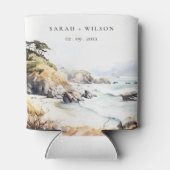 Big Sur, California Watercolor Landscape Wedding Blikjeskoeler (Achterkant)