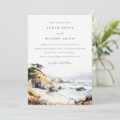 Big Sur, California Watercolor Landscape Wedding Kaart (Staand voorkant)