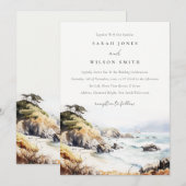 Big Sur, California Watercolor Landscape Wedding Kaart (Voorkant / Achterkant)