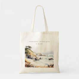 Big Sur, California Watercolor Landscape Wedding Tote Bag