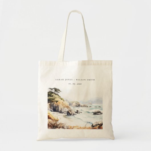 Big Sur, California Watercolor Landscape Wedding Tote Bag (Voorkant)