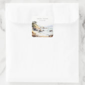 Big Sur, California Watercolor Landscape Wedding Vierkante Sticker (Tas)