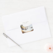 Big Sur, California Watercolor Landscape Wedding Vierkante Sticker (Envelop)