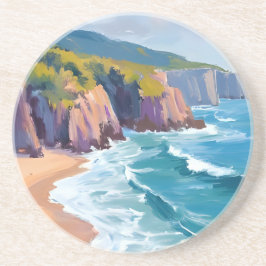 Big Sur, California Watercolor Ocean Painting Zandsteen Onderzetter