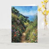 Big Sur California Waterverf Stationery Kaart (Gele Bloem)