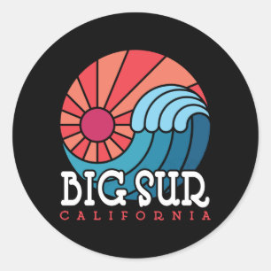 Big Sur California Wave Ronde Sticker