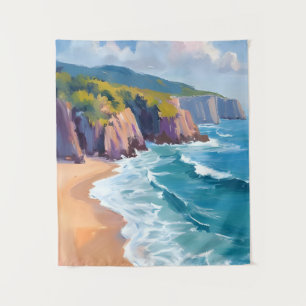 Big Sur, Californië Aquarel Kust Schildering Wandkleed
