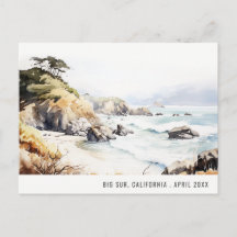 Big Sur, Californië Aquarel Landschap Reis