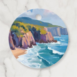 Big Sur, Californië Aquarel Oceaan Schilderij Bedankjes Labels