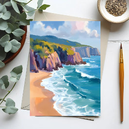 Big Sur, Californië Aquarel Oceaanschilderij Briefkaart