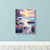 Big Sur, Californië Coastal Art Painting Canvas Afdruk (Insitu (Houten vloer))