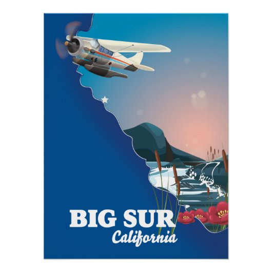 Big Sur Californië kaart Perfect Poster (Voorkant)